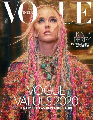 Vogue India January 2020 cover - Katy Perry. (Photographed by Greg Swales, Styled by Anaita Shroff Adajania)