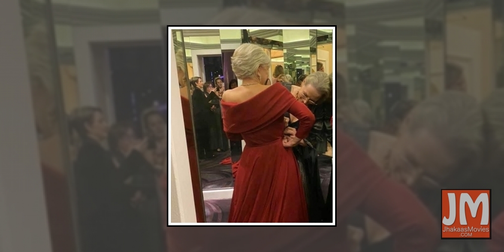 Actress Meryl Streep's sweet gesture of helping fellow actress Helen Mirren fix her dress at the 77th Golden Globe Awards is winning over the Internet. A lot of pictures and videos are doing the rounds on social media in which Streep can be seen  bending