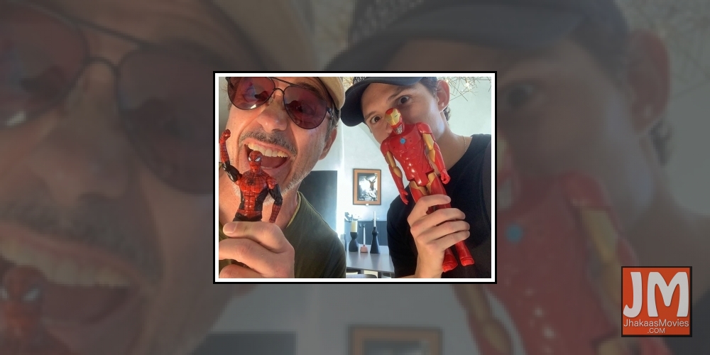 Hollywood actors Robert Downey Jr. and Tom Holland -- the mentor-mentee duo of superhero films such as 