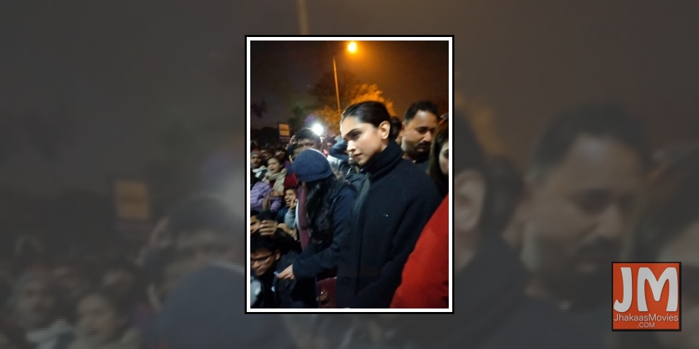Actress Deepika Padukone visits JNU campus.