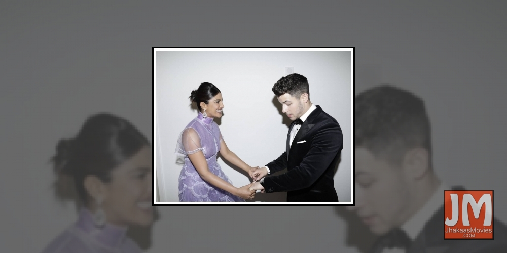 Actress Priyanka Chopra Jonas with her husband singer-actor Nick Jonas on the second day of the 72nd edition of Cannes Film Festival at Cannes in Paris on Friday.