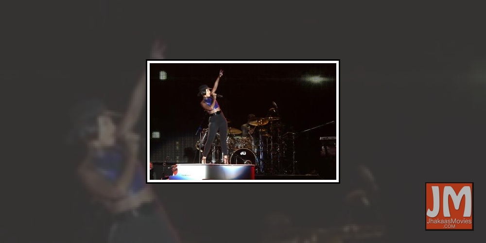 US artist Alicia Keys performs during a concert.