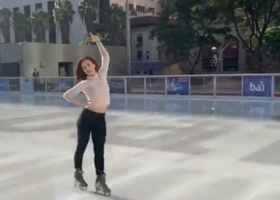 Actress Elli AvrRam shared a video of herself dancing on ice and said that a movie can be made on figure skating in India. Elli on Wednesday took to Twitter to share a video of herself dancing on ice.