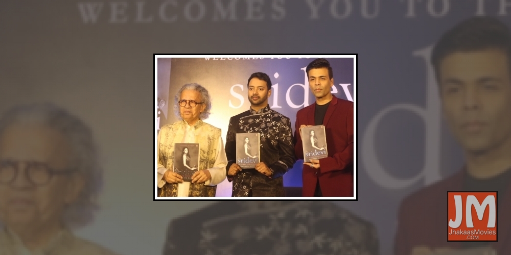 Mumbai: Author Satyarth Nayak along with with filmmaker Karan Johar and other dignitaries, unveils late actress Sridevi's biography 