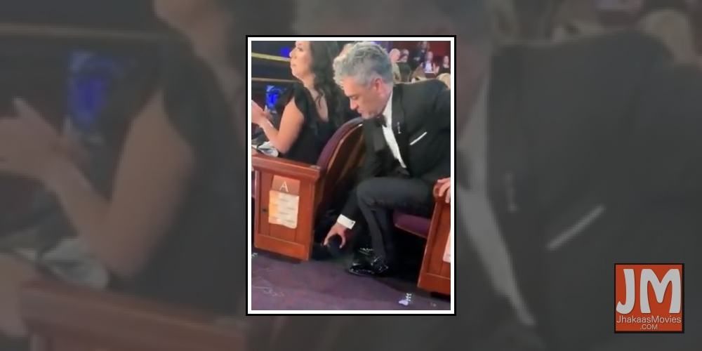 Video of Taika Waititi hiding his Oscar trophy under a seat goes viral.