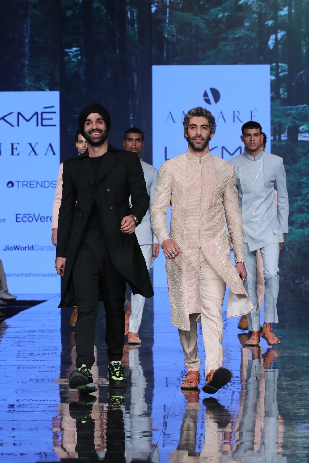 Mumbai: Actor Jim Sarbh walks the ramp showcasing an outfit from fashion designer Sahib Bhatia's label Amaare at the Lakme Fashion Week Summer/Resort 2020 grand finale, in Mumbai on Feb 16, 2020. (Photo: IANS)