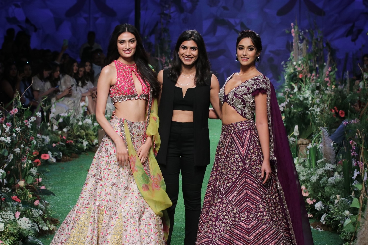 Mumbai: Actressess Ileana D'Cruz and Athiya Shetty walks the ramp on Day 6 of the Lakme Fashion Week Summer/Resort 2020, in Mumbai on Feb 16, 2020. (Photo: IANS)