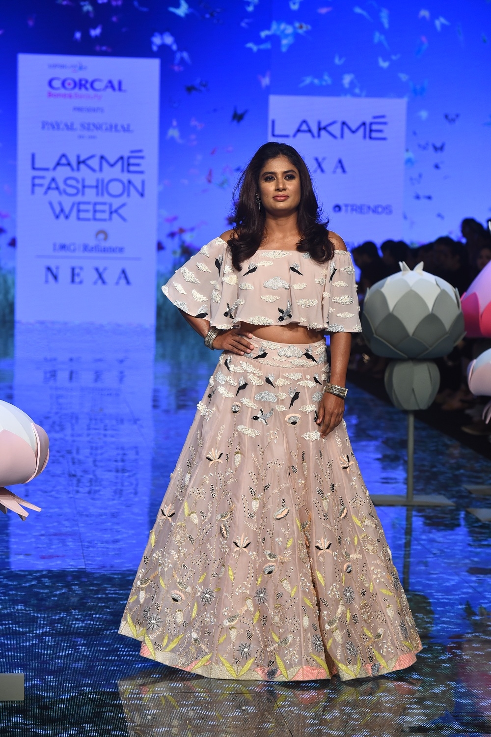 Mumbai: Indian national women's cricket team captain and showstopper Mithali Raj walks the ramp for fashion designer Payal Singhal during a show presented in association with Corcal Bone & Beauty at Lakme Fashion Week Summer/Resort 2020, in Mumbai. (Photo: IANS)