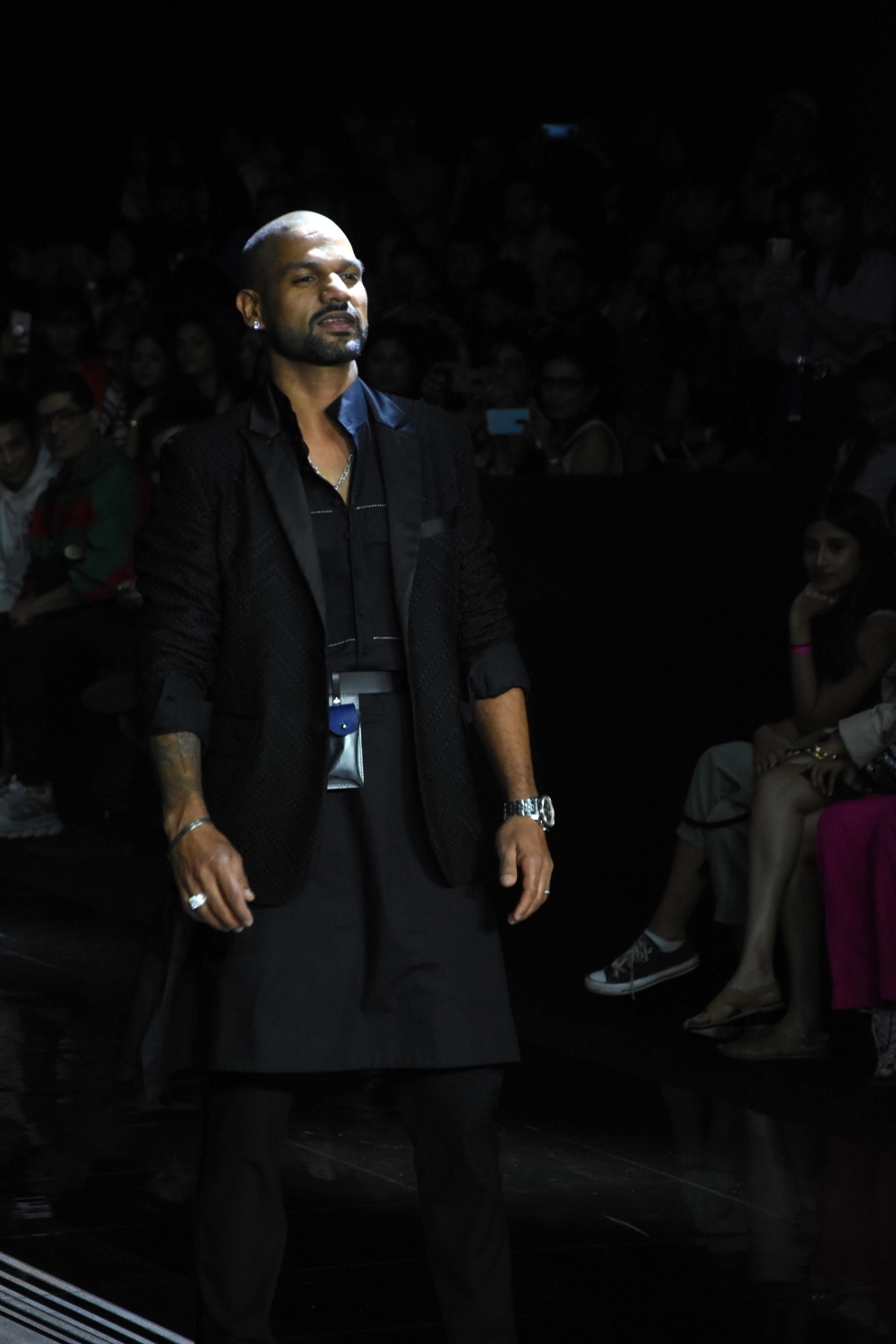 Mumbai: Indian cricketer Shikhar Dhawan showcases the creation of Fashion designer Samant Chauhan on Day 4 of the Lakme Fashion Week Summer/Resort 2020, in Mumbai on Feb 14, 2020. (Photo: IANS)