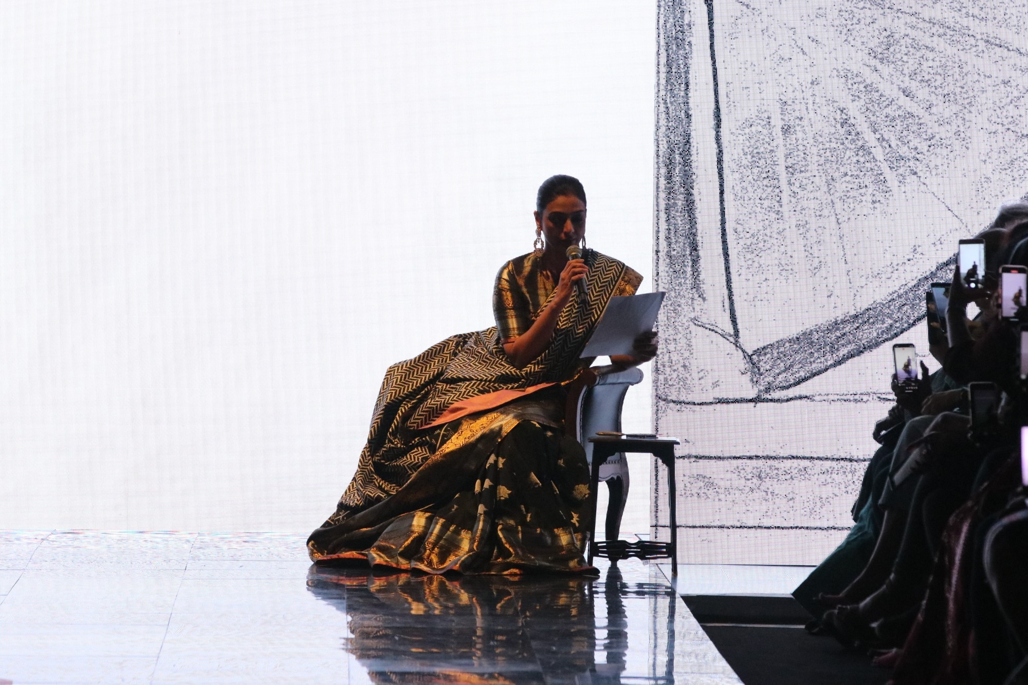 Mumbai: Actress Tabu showcases the creation of Fashion designer Gaurang Shah during show titled 'Garam Masala' on Day 4 of the Lakme Fashion Week Summer/Resort 2020, in Mumbai on Feb 14, 2020. (Photo: IANS)