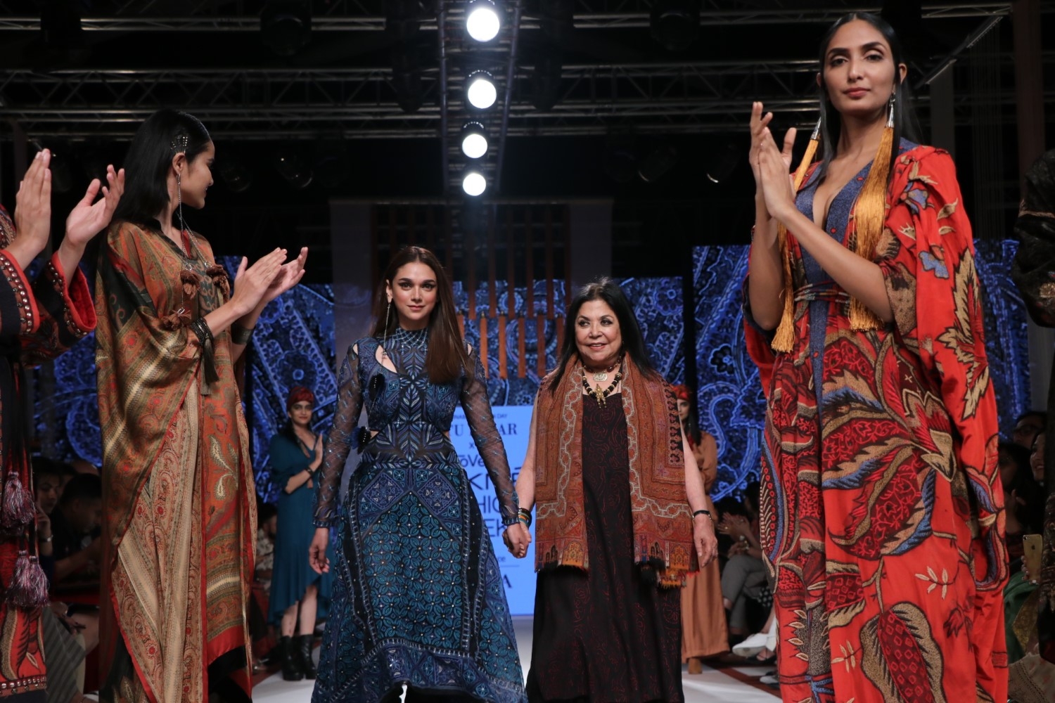 Mumbai: Actress Aditi Rao Hydari with fashion designer Ritu Kumar on Day 3 of the Lakme Fashion Week Summer/Resort 2020, in Mumbai on Feb 13, 2020. (Photo: IANS)