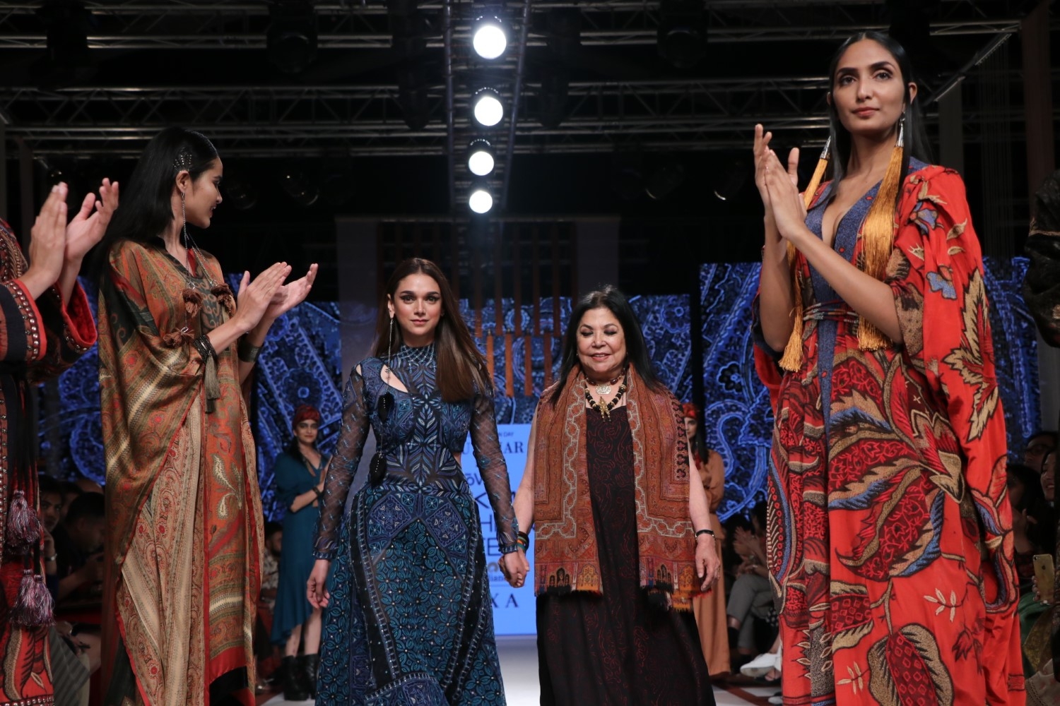 Mumbai: Actress Aditi Rao Hydari with fashion designer Ritu Kumar on Day 3 of the Lakme Fashion Week Summer/Resort 2020, in Mumbai on Feb 13, 2020. (Photo: IANS)
