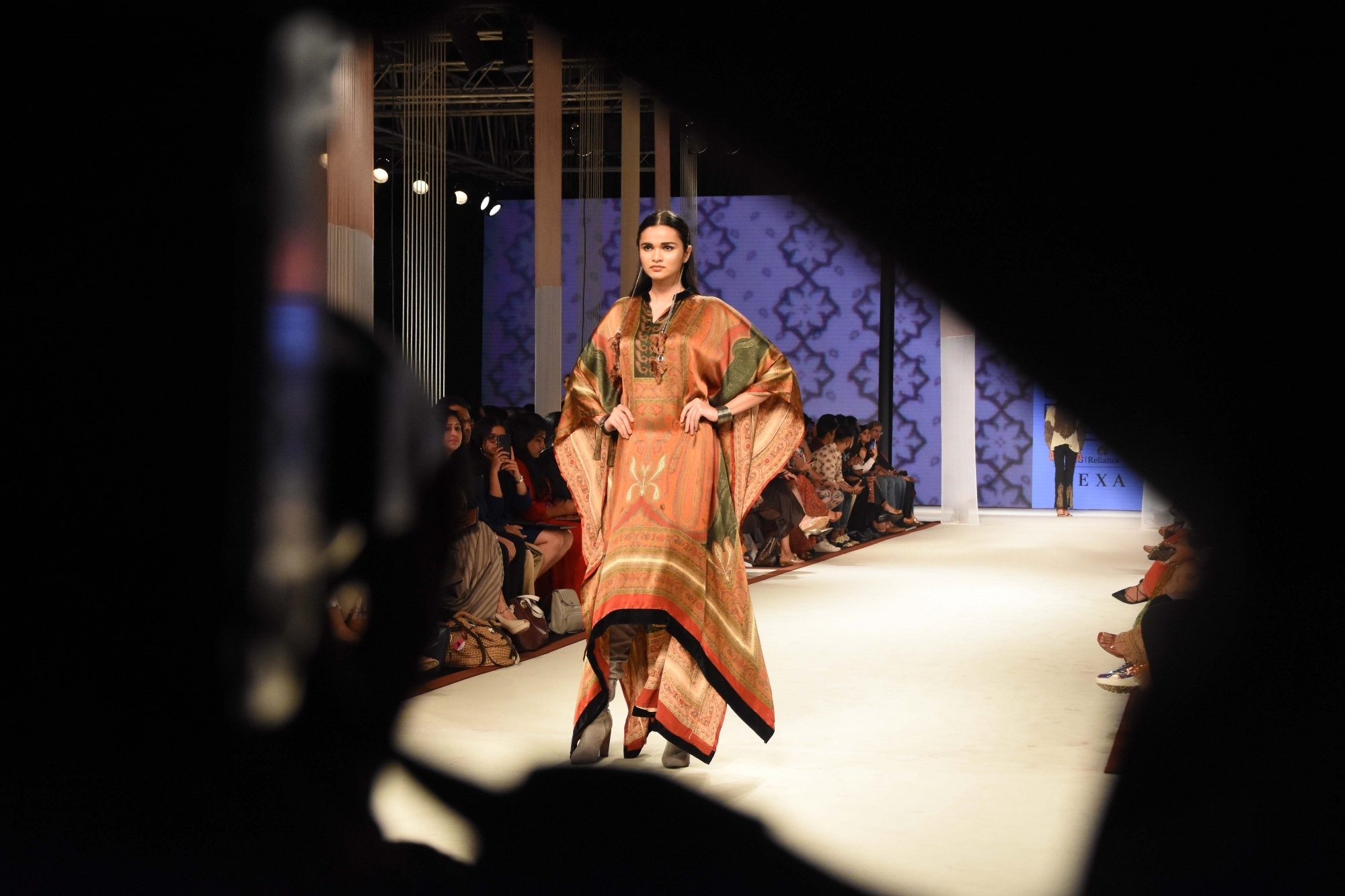 Mumbai: A model walks the ramp showcasing fashion designer Ritu Kumar's creation on Day 3 of the Lakme Fashion Week Summer/Resort 2020, in Mumbai on Feb 13, 2020. (Photo: IANS)
