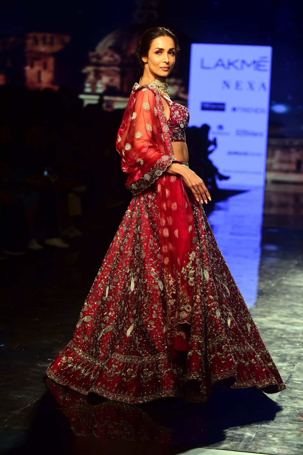 Mumbai: Actress Malaika Arora showcases the creation of fashion designer Varun Chakkilam on Day 4 of the Lakme Fashion Week Summer/Resort 2020, in Mumbai on Feb 14, 2020. (Photo: IANS)