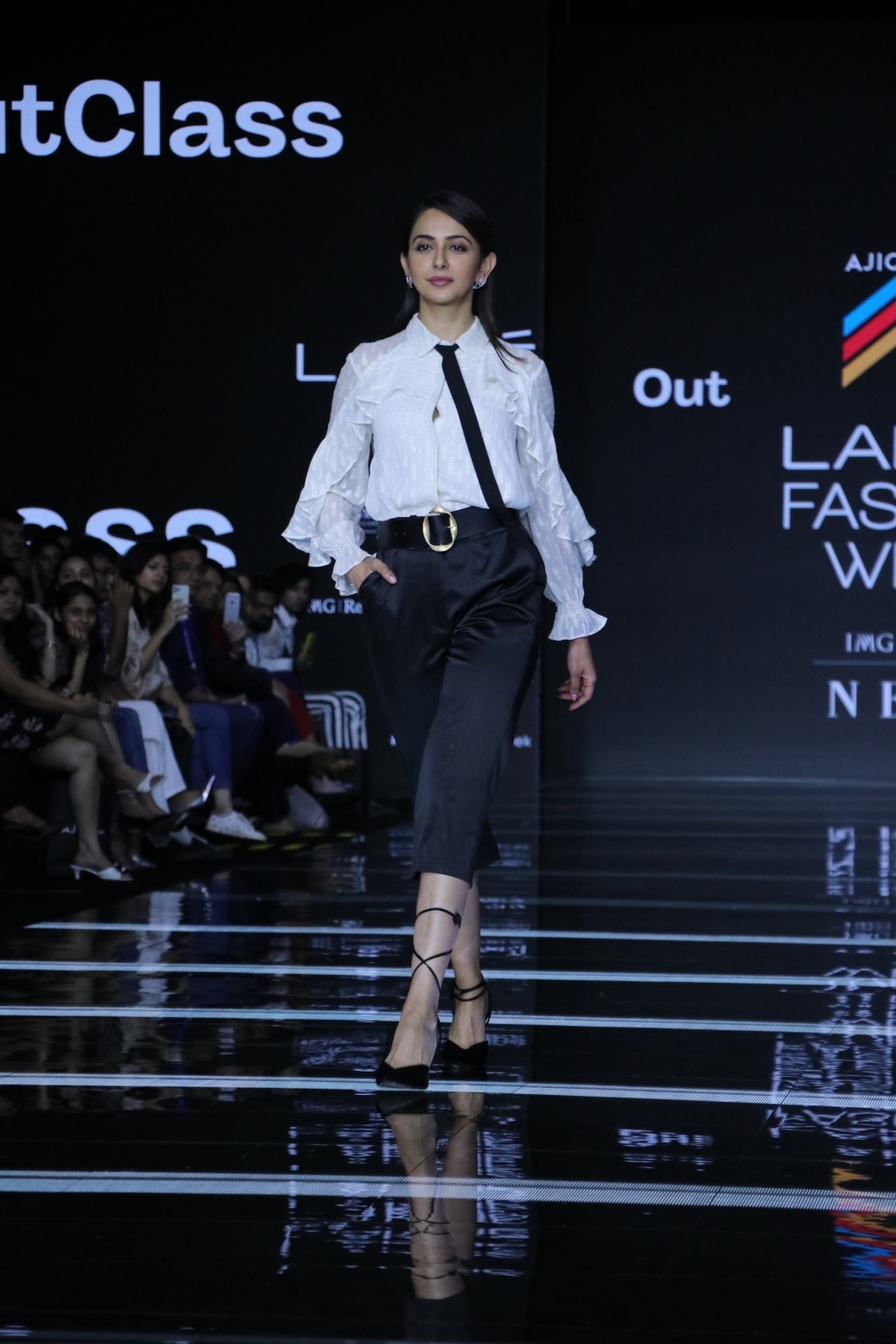 Mumbai: Actress Rakul Preet Singh showcases the creation of Ajio on Day 2 of the Lakme Fashion Week Summer/Resort 2020, in Mumbai on Feb 12, 2020. (Photo: IANS)