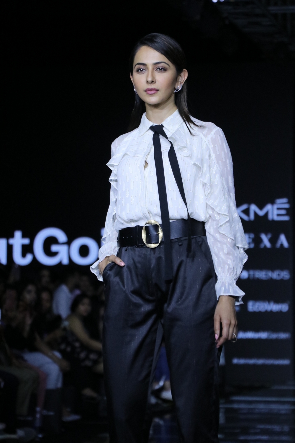 Mumbai: Actress Rakul Preet Singh showcases the creation of Ajio on Day 2 of the Lakme Fashion Week Summer/Resort 2020, in Mumbai on Feb 12, 2020. (Photo: IANS)