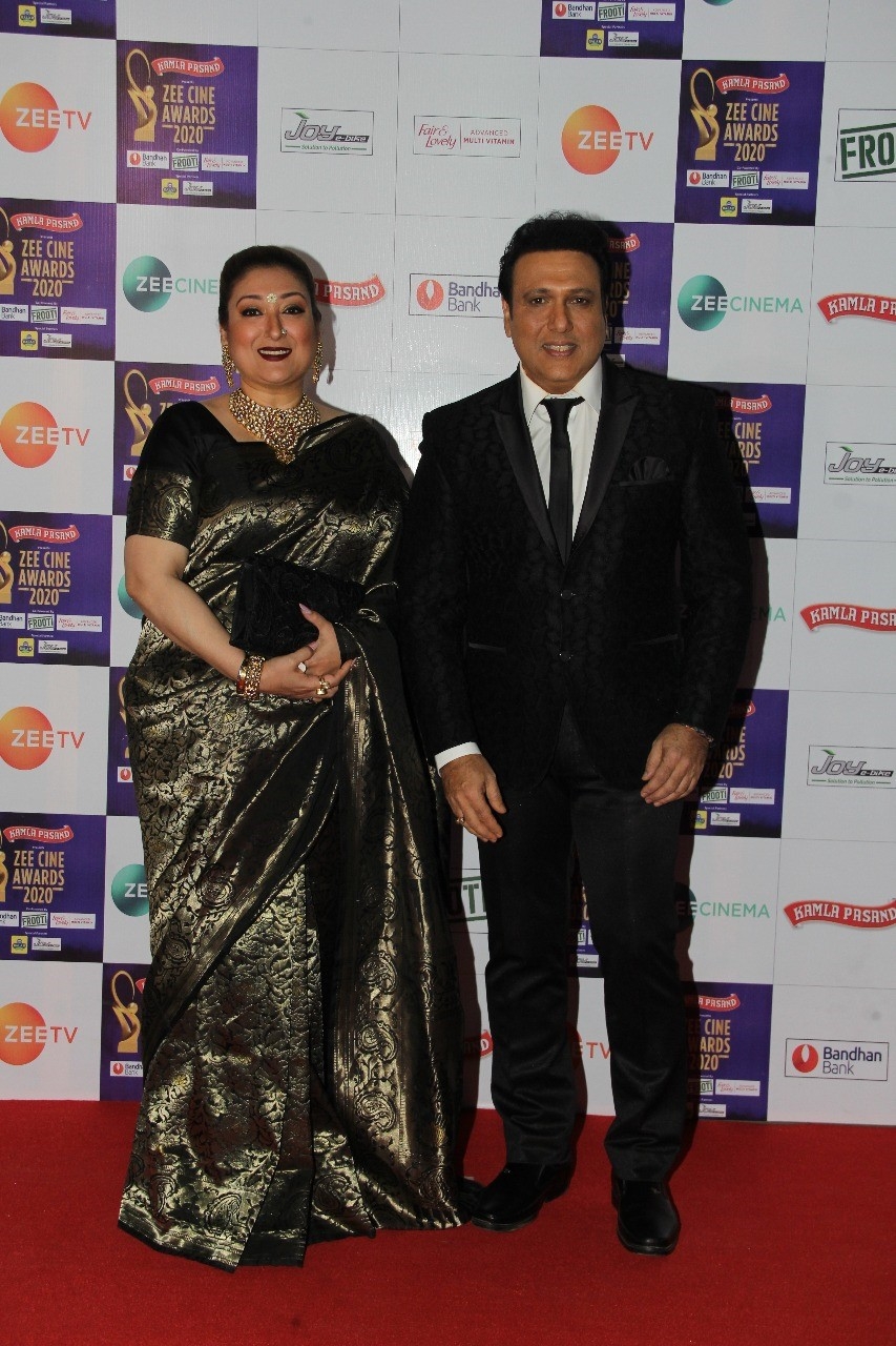 Actor Govinda and his wife Sunita Ahuja at Zee Cine Awards 2020.