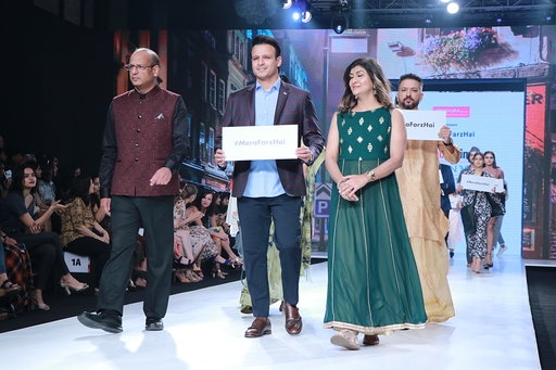 Mumbai: Actor Vivek Oberoi showcases the collection of Viviana Mall at the Bombay Times Fashion Week 2020, in Mumbai on March 14, 2020. (Photo: IANS)