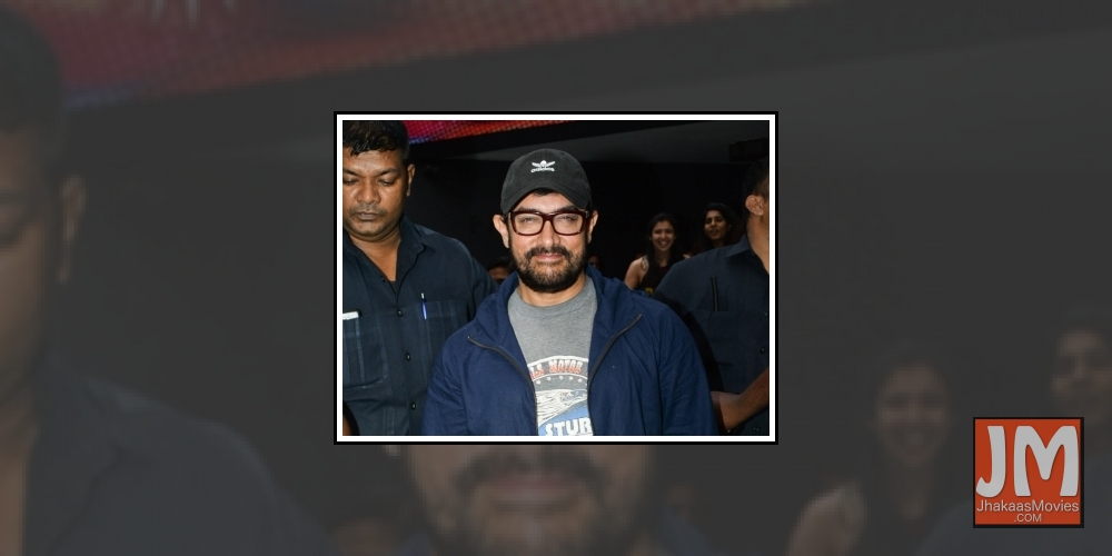 Mumbai: Actor Aamir Khan seen outside a theatre, in Mumbai's Juhu, on May 23, 2019.