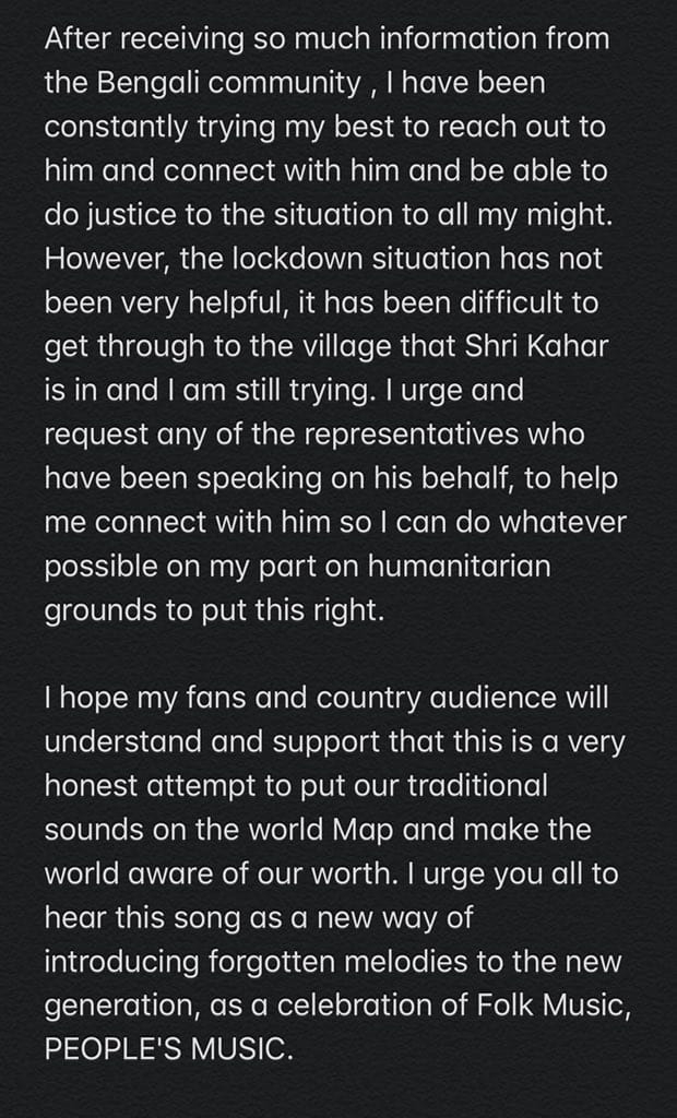 Badshah's statement on his song 'Genda Phool'.