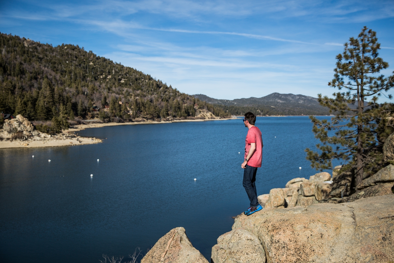 Ben Clatworthy looks out over Big Bear Lake, California, March 8, 2017.