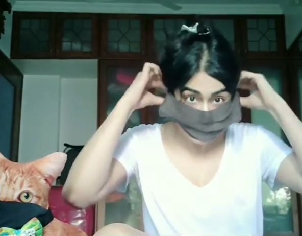 Adah Sharma gives tutorial on how to masks at home.