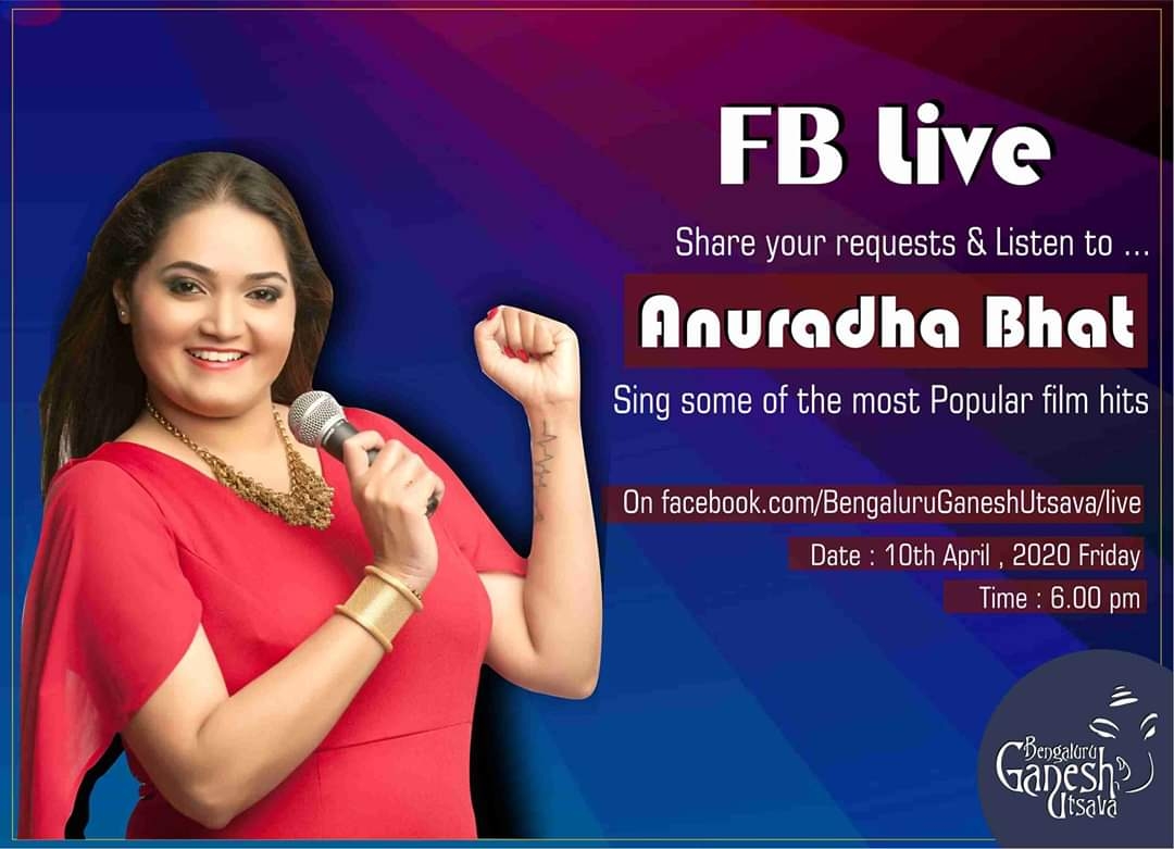 Acclaimed Kannada movie industry, Sandalwood, playback singer Anuradha Bhat went live on social media for Bengaluru Ganesha Utsava's (BGU) virtual concert recently, to lift the spirits of Covid lockdown-stricken city denizens and drive away the blues.