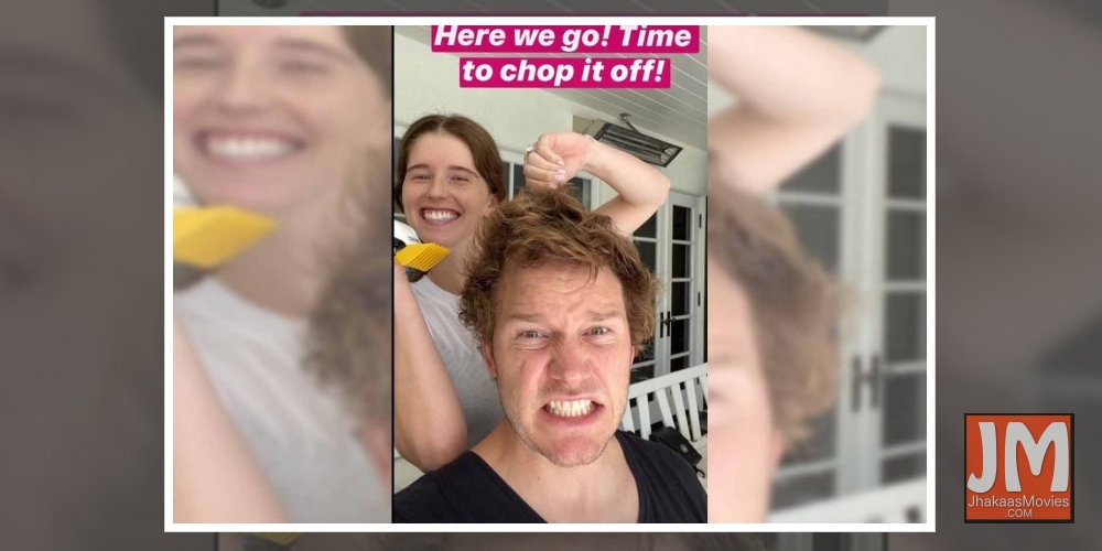 Chris Pratt gets 'quarantine haircut' from wife Katherine.
