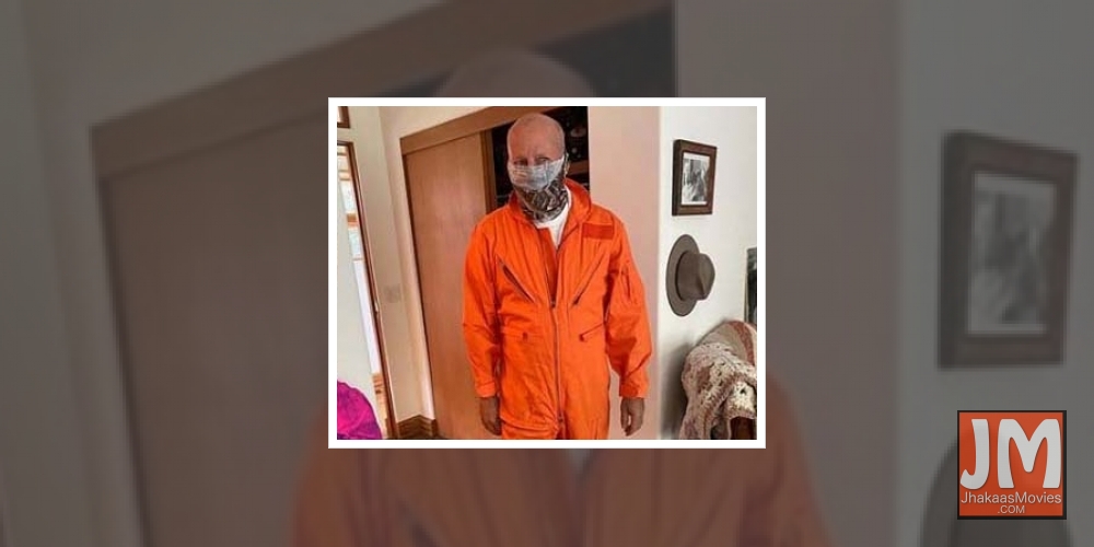 Bruce Willis slips into his 'Armageddon' spacesuit.