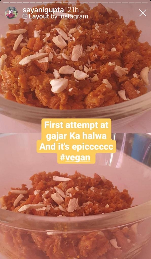 Sayani's first attempt at 'gajar ka halwa' was 'epic'.