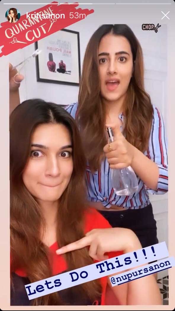Kriti Sanon gets 'quarantine' haircut from sister Nupur.