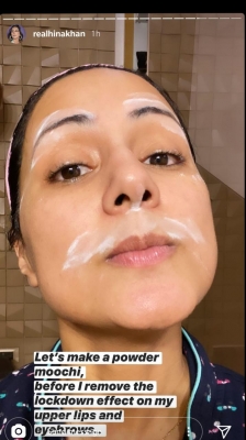 Lockdown diaries: Hina Khan does her own eyebrows at home.