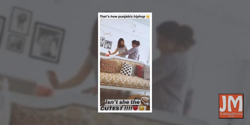 Kriti Sanon coaches mom on Punjabi 'hip hop' moves.