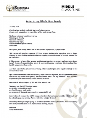 Vijay Deverakonda helps over 17,000 families through his Middle Class Fund.