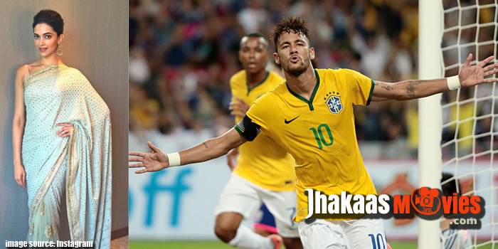 Deepika Padukone with Brazillian Footballer Neymar da Silva Santos JÃºnior