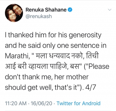 Renuka Shahane thanks Akshay Kumar.
