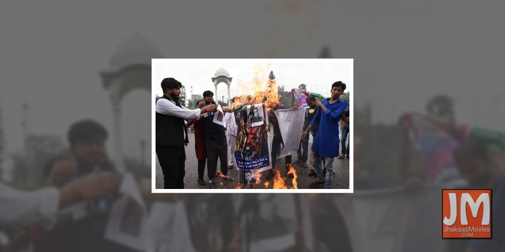 Patna: Fans of late actor Sushant Singh Rajput stage a demonstration against actor Salman Khan and filmmaker Karan Johar in Patna on June 19, 2020.