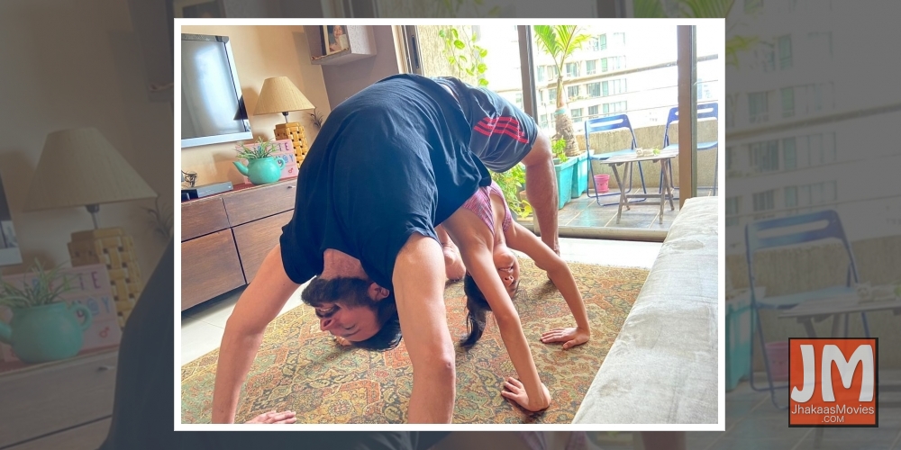 Rajniesh Duggal celebrates Yoga Day with daughter.