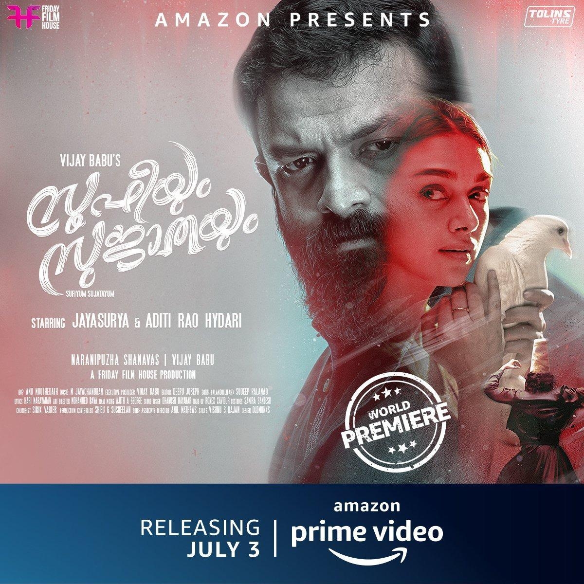 Amazon Prime Video released the trailer of Aditi Rao Hydari and Jayasuriya's upcoming musical romantic drama Sufiyan Sujatayum!.