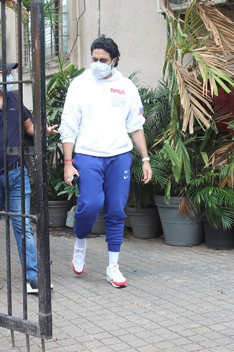 Mumbai: Actor Abhishek Bachchan seen at a dubbing studio in Mumbai's Juhu on June 30, 2020. (Photo: IANS)