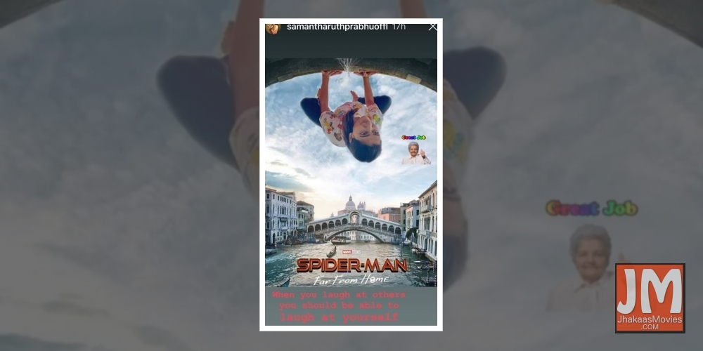 Samantha Akkineni gives Spider-Man a twist of yoga.