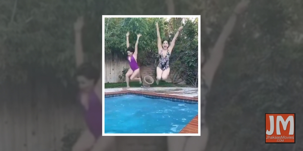 Sunny Leone's 'masti' time at the pool with a friend.