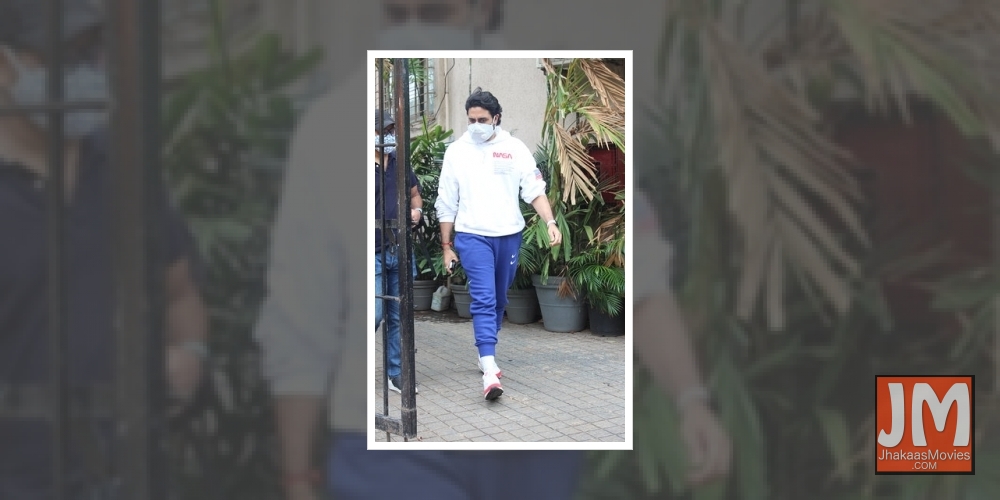 Mumbai: Actor Abhishek Bachchan seen at a dubbing studio in Mumbai's Juhu on June 30, 2020.