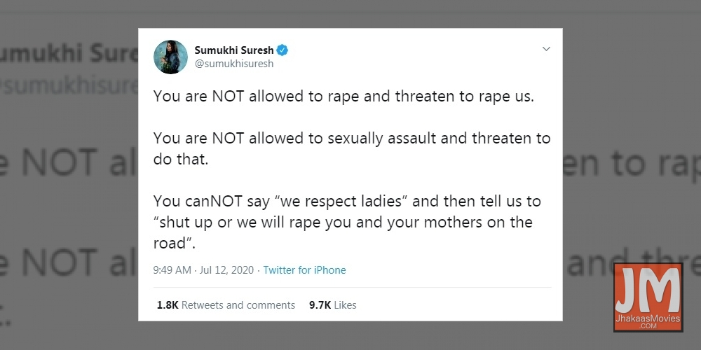 Sumukhi Suresh condemns rape threats on female comics.