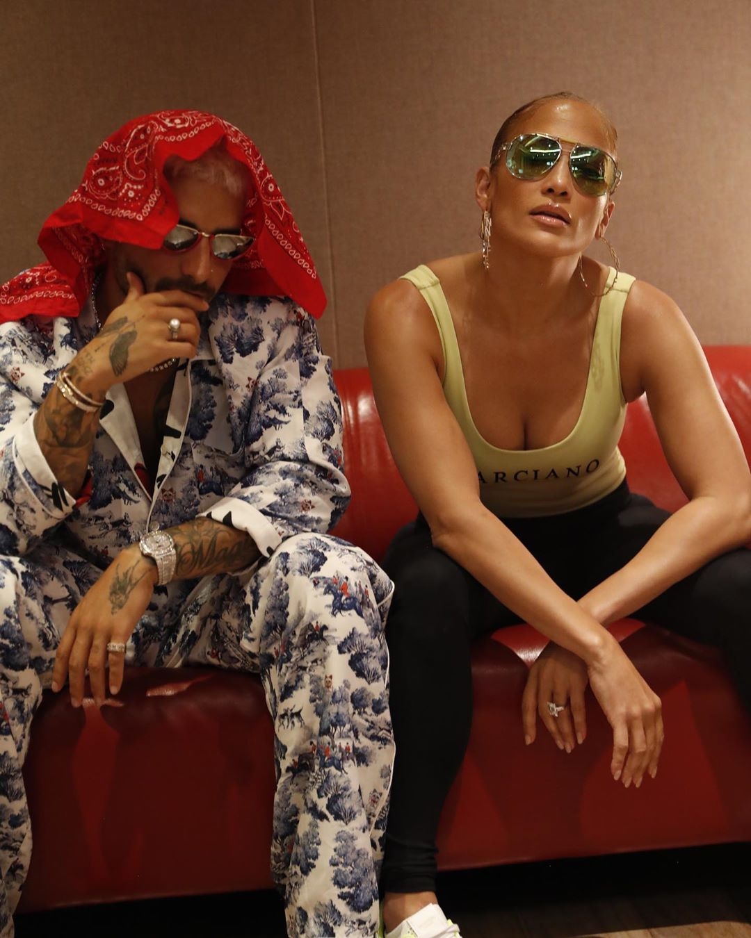 Jennifer Lopez teases new music with Maluma.