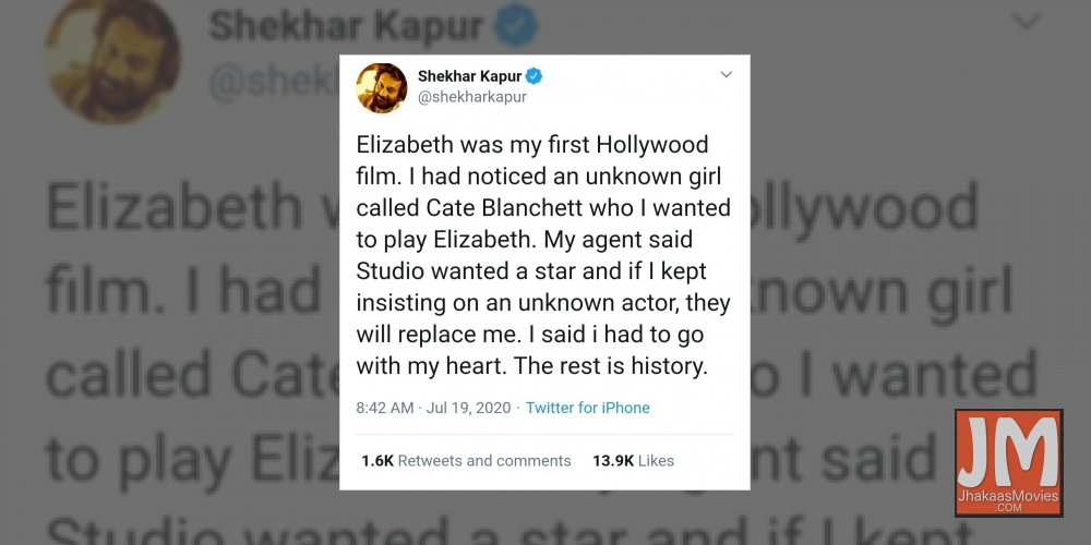 Shekhar Kapur recalls how a studio wanted him to replace Cate Blanchett in 'Elizabeth'.