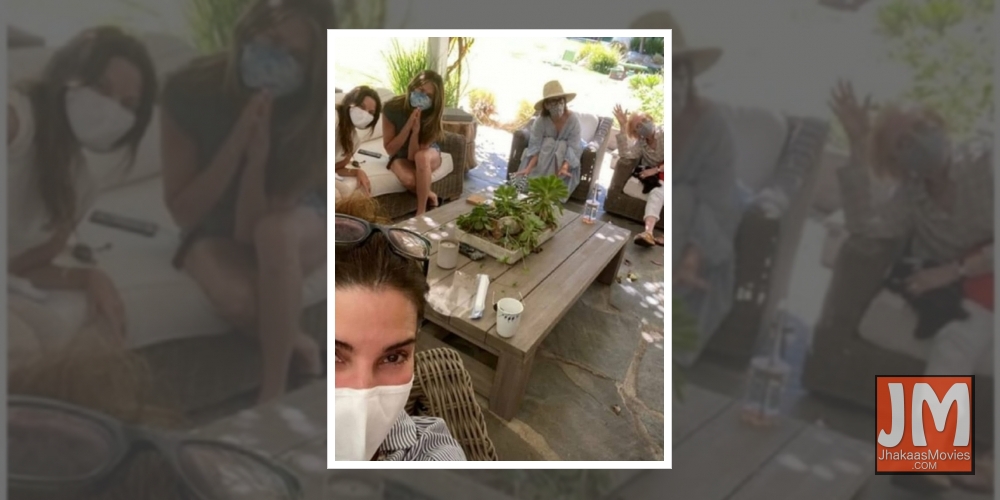 Jennifer Aniston posts pic from Sandra Bullock's socially distant birthday bash.