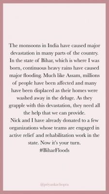 Priyanka Chopra, Nick Jonas donate to Bihar flood relief.