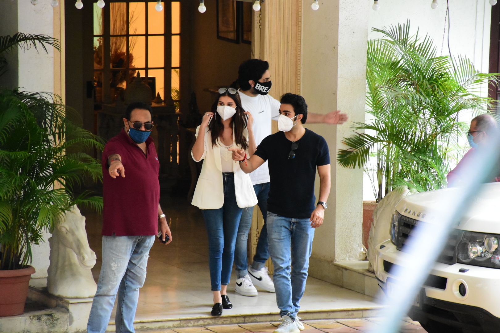 Mumbai: Actors Aadar Jain and Tara Sutaria during Raksha Bandhan celebrations at Raj Kapoor's house, in Mumbai on Aug 3, 2020. (Photo: IANS)