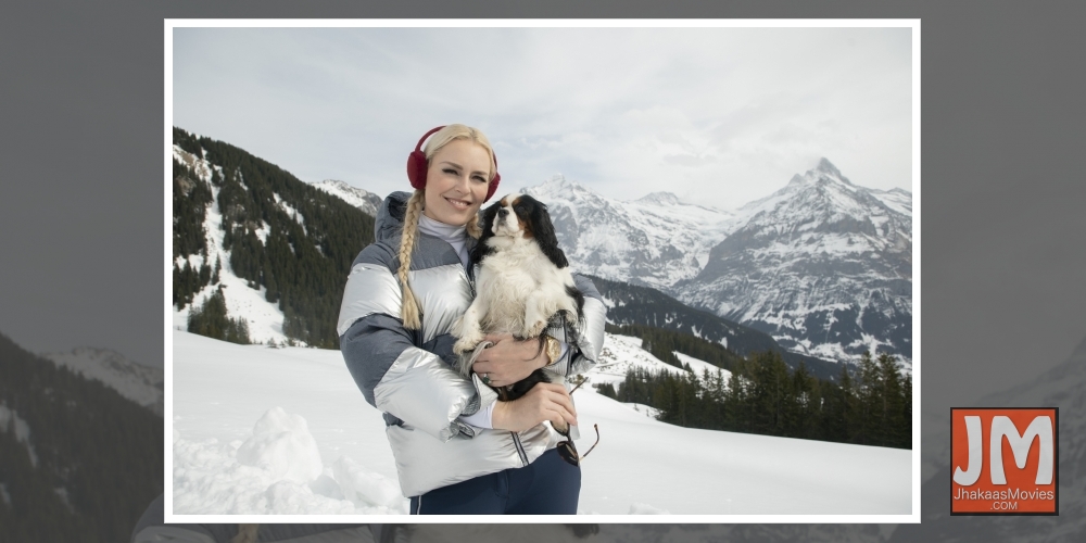 Lindsey Vonn with her dog Lucy.